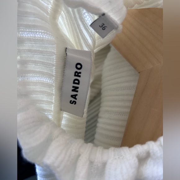 SANDRO Bi-Layered Ruffle Collar Knitted Wool Pinafore Dress 36 - Picture 5 of 16